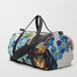 Dachshund and Forget-Me-Nots Duffle Bag