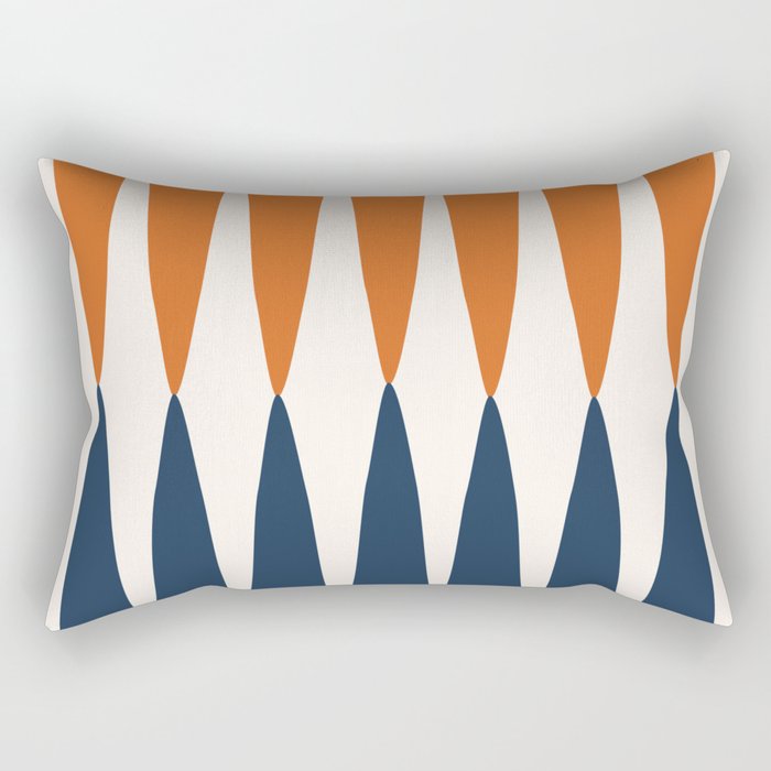 Abstract Shapes 106 Pattern in vintage Orange and Navy Blue Rectangular Pillow