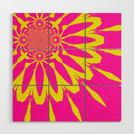 Pink & Yellow Modern Flower. Wood Wall Art