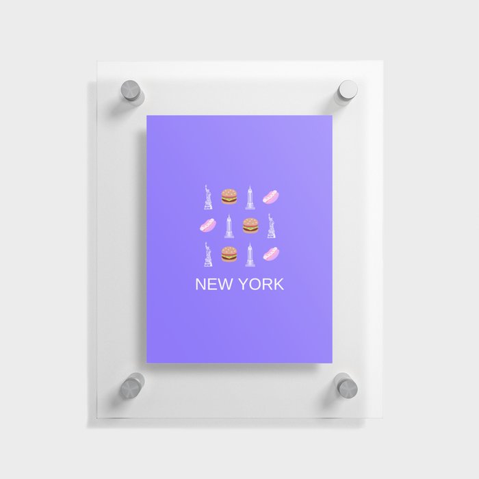 New York Retro Art Decor Vacations Modern Decor Boho Purple Lilac Floating Acrylic Print
