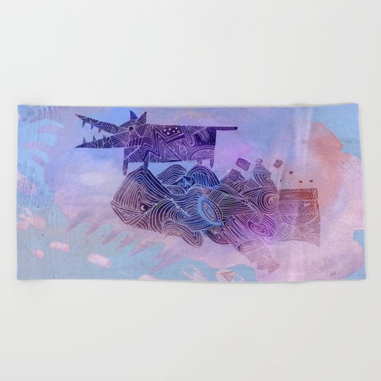 above the clouds Beach Towel