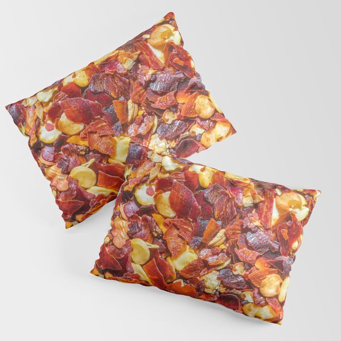 Red Hot Pepper Chili Flakes, Spicy Food Photograph Pattern Pillow Sham