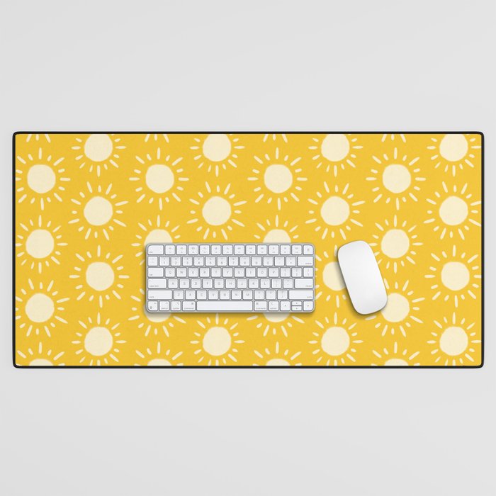Retro Sun Pattern - Yellow Mustard Palette Desk Mat