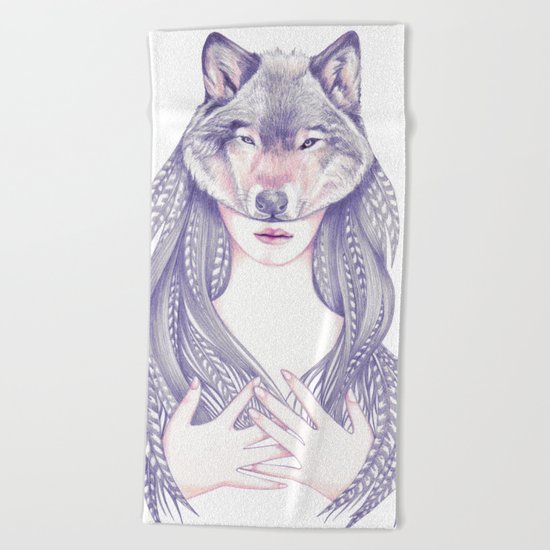 She Wolf Beach Towel