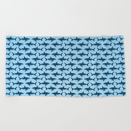 Pattern: Great White Shark ~ Light Blue Beach Towel