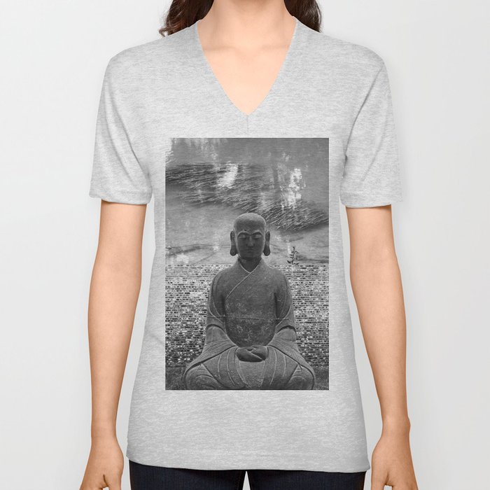 Sitting Buddha V Neck T Shirt
