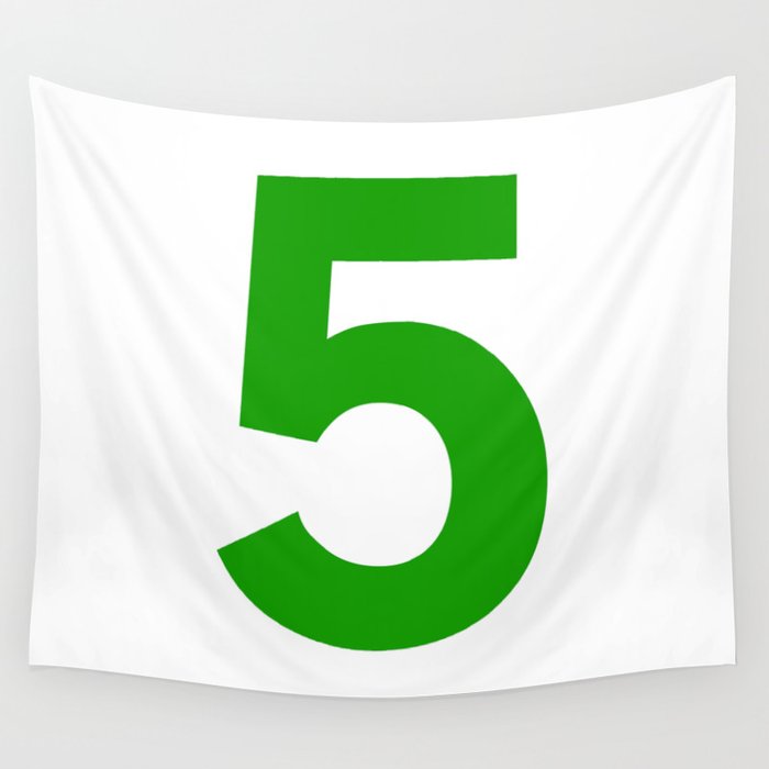 Number 5 (Green & White) Wall Tapestry