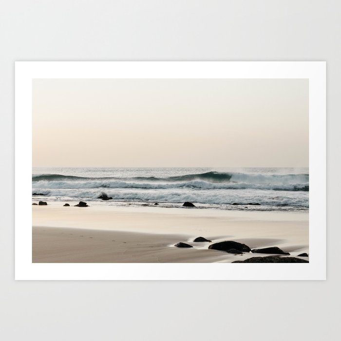 Pastel sunset at the beach III | Waves of the Atlantic Ocean | Fine Art Travel Photography | Art Print