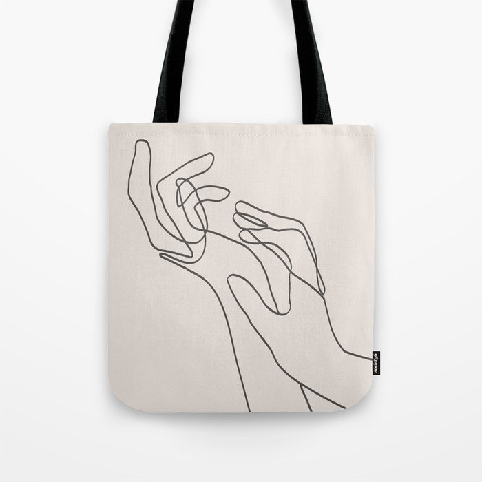 Women's Hands I Line Art (Beige) Tote Bag