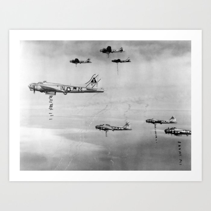 Planes Dropping Bombs Over Germany - 1945 Art Print