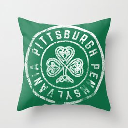 Pittsburgh Irish Shamrock St Patricks Day 412 Steel City Vintage Throw Pillow