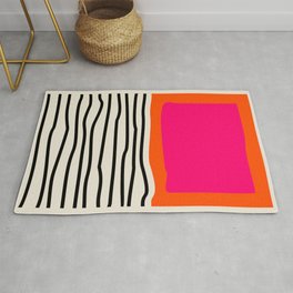 Modern Abstract Wave Stripes Red and Orange Colour Field No2 Rug