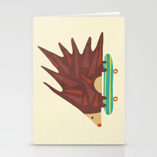 Hedgehog in hair raising speed Stationery Cards
