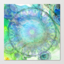 Windswept - Blue and Green Abstract Mandala Art Canvas Print