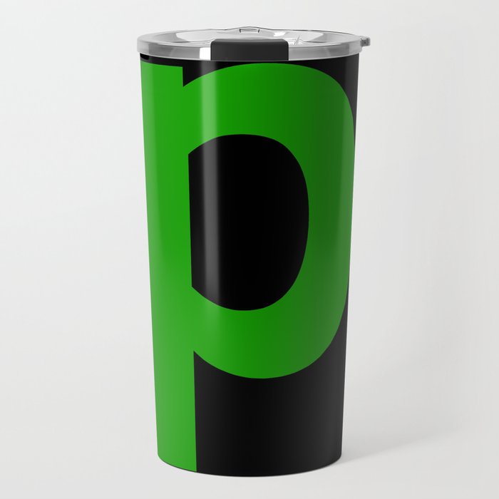 letter P (Green & Black) Travel Mug