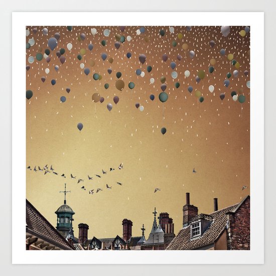 Innumerable wandering balloons Art Print