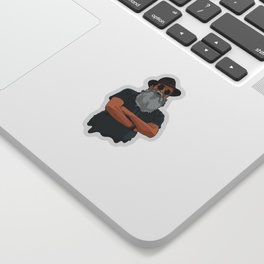 Hipster man with hat and round sunglasses Sticker