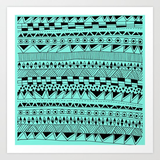 Fun - Black and Mint Art Print