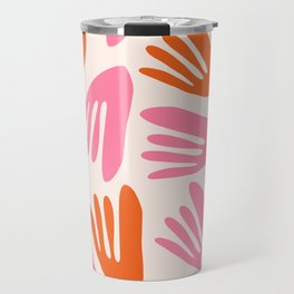 Big Cutouts Papier Découpé Abstract Pattern in Retro Orange Pink Cream  Travel Mug