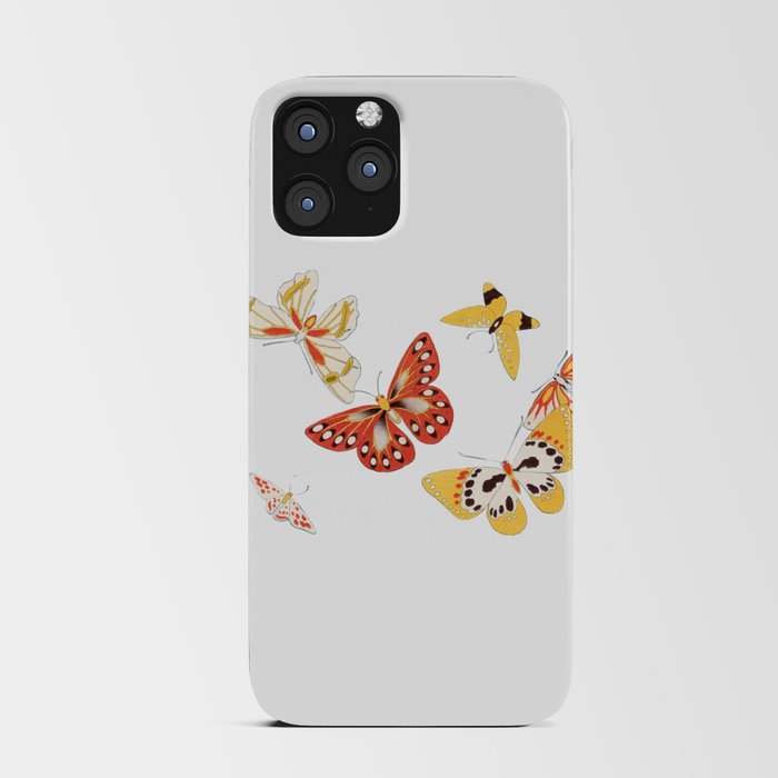Vintage Japanese Painting Of Orange And Yellow Butterfly iPhone Card Case