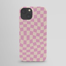Twisted Warped Pastel Pink Checkerboard iPhone Case