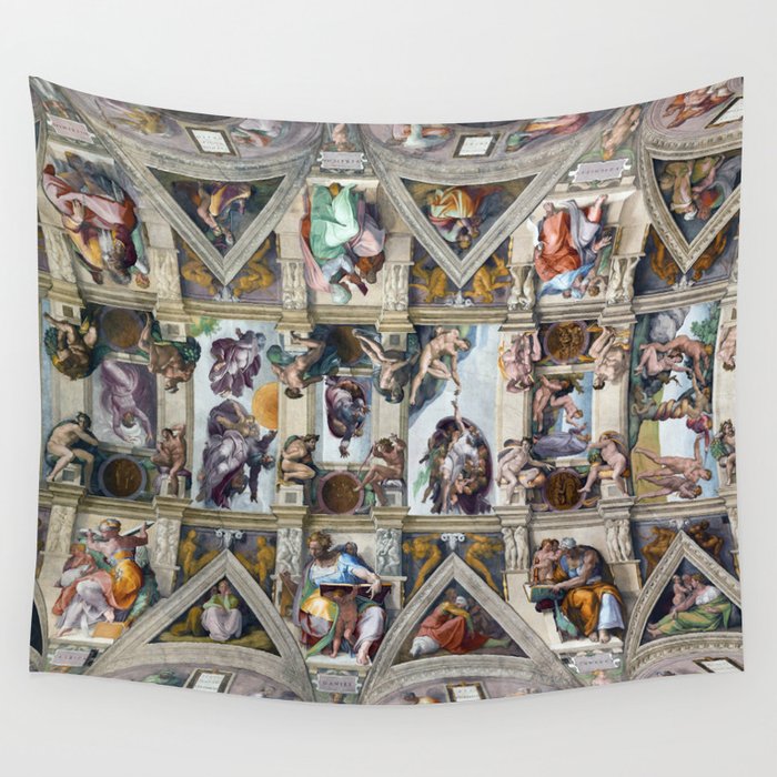 Michelangelo Buonarroti,“ The ceiling of the Sistine Chapel ” Wall Tapestry