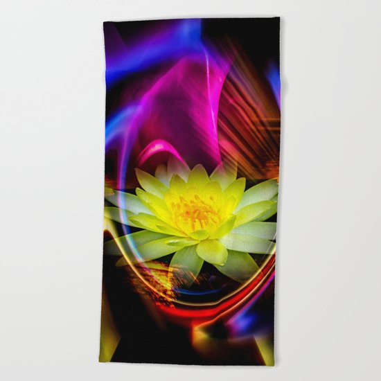 Flower Magic -Water lily Beach Towel