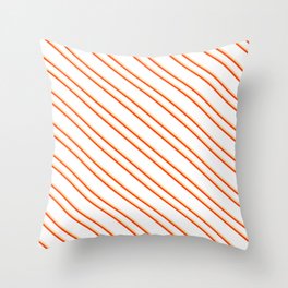 [ Thumbnail: White, Tan, and Red Colored Stripes/Lines Pattern Throw Pillow ]