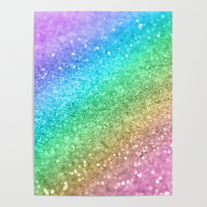 Rainbow Princess Glitter #1 (Faux Glitter) #shiny #decor #art #society6 Poster