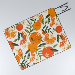 Orange Blooms – White Palette Picnic Blanket