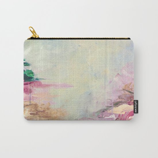 WINTER DREAMLAND 1 Colorful Pastel Aqua Marsala Burgundy Cream Nature Sea Abstract Acrylic Painting Carry-All Pouch