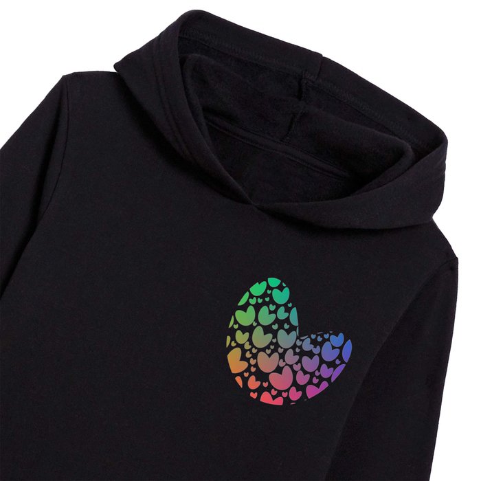 heart pattern- whimsical scattered hearts- rainbow color gradient on white Kids Pullover Hoodie