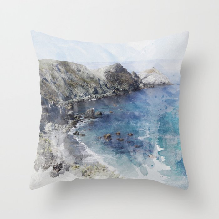 Big Sur Pacific Ocean Print Throw Pillow