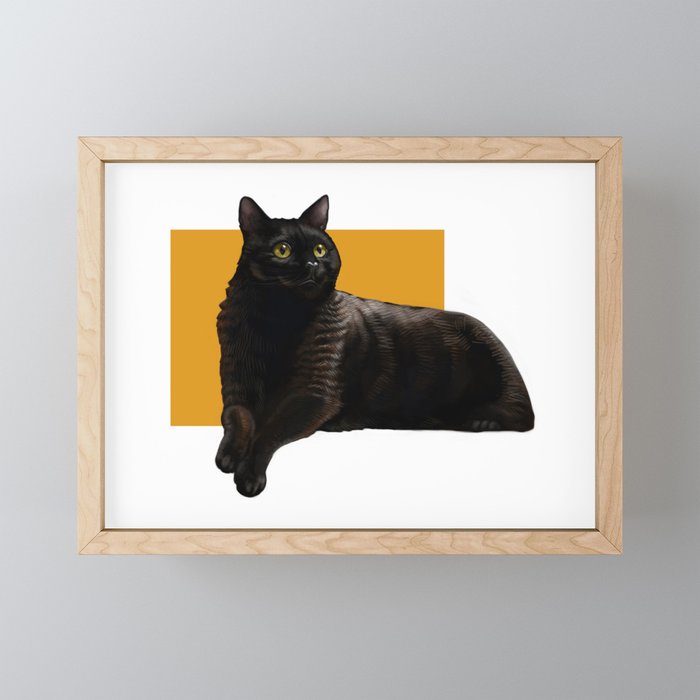 Forever black cat Framed Mini Art Print
