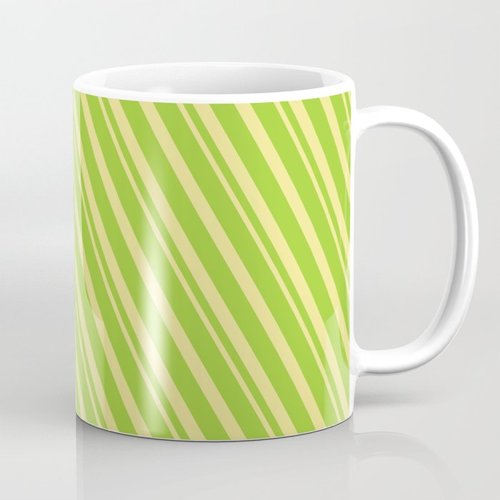 Green & Tan Colored Lined/Striped Pattern Coffee Mug