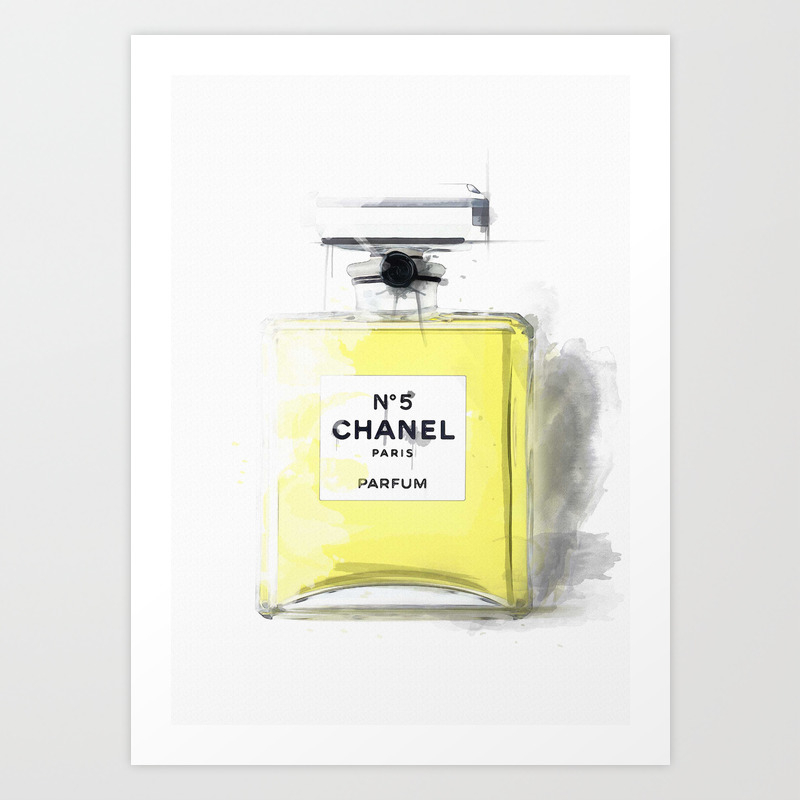 Cc N5 Pop Art Perfume Painting Watercolor Painting Paris Art Print