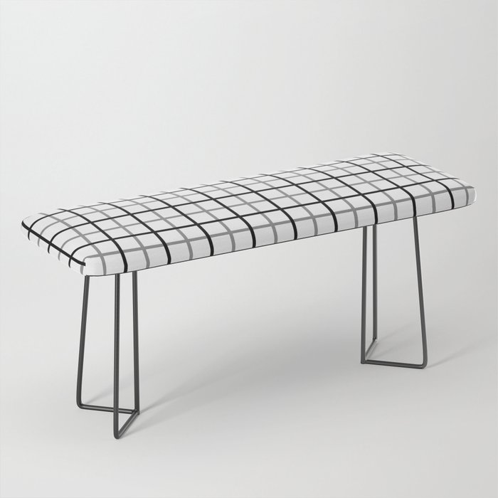Grid Plaid Pattern 722 Gray and Black Bench