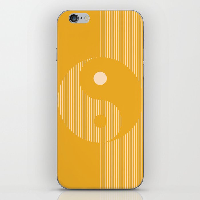 Geometric Lines Ying and Yang IV in Mustard Yellow iPhone Skin