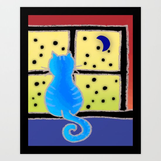 Winter cat Art Print