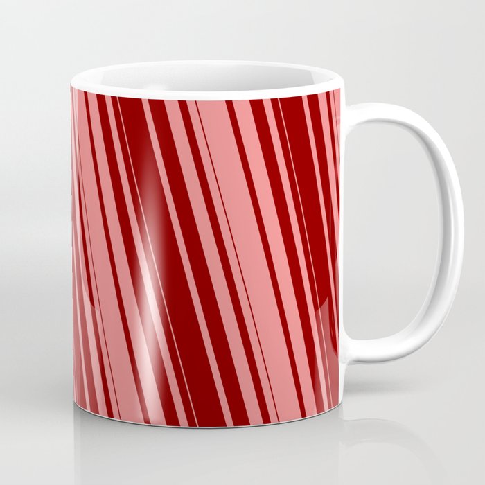 Light Coral & Maroon Colored Stripes Pattern Coffee Mug