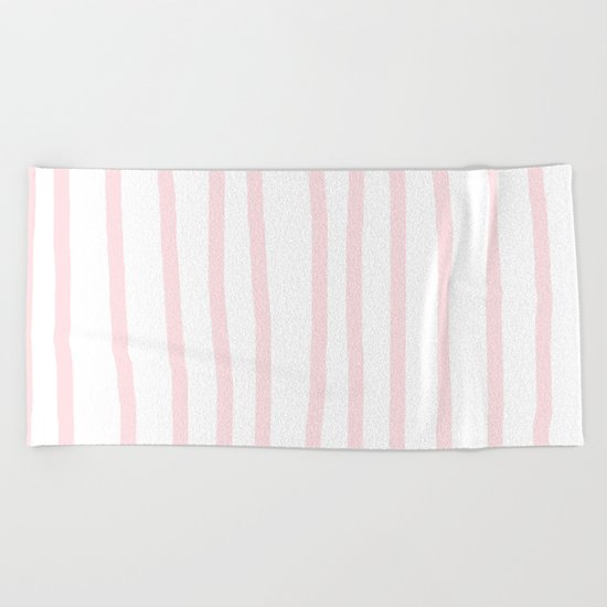 Simply Drawn Vertical Stripes in Flamingo Pink Beach Towel