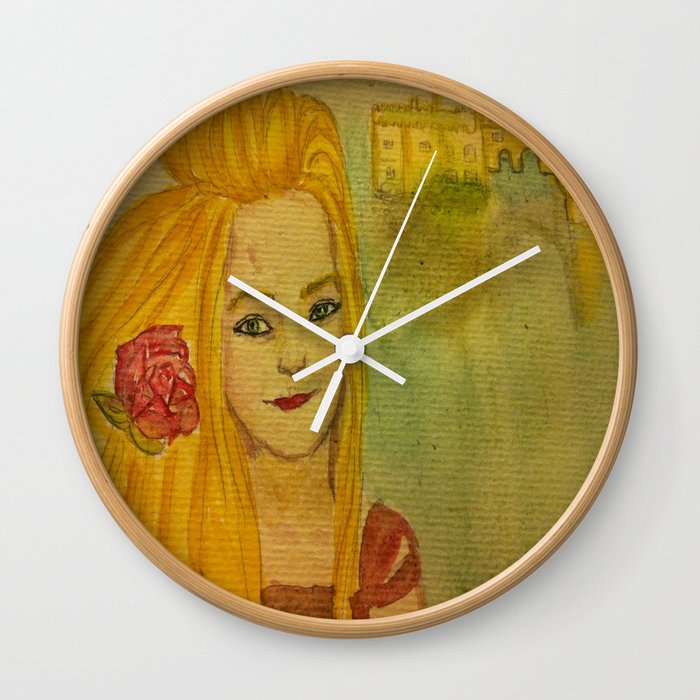 rose castle girl Wall Clock