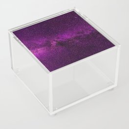 Elegant Stylish Violet Lilac Glitter Nebula Galaxy Acrylic Box