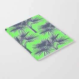 70’s Palm Trees Navy Blue on Lime Green Notebook