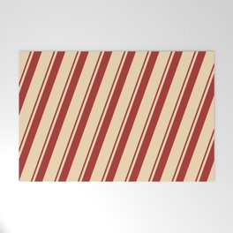 [ Thumbnail: Brown & Tan Colored Lines/Stripes Pattern Welcome Mat ]