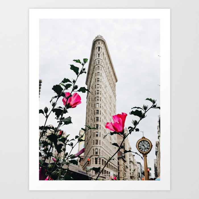 Pink Flowers in New York City (Color) Art Print