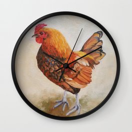 Chicken - Cockerel painting Wall Clock | Rustic, Orange, Farmanimal, Chicken, Barn, Fowl, Chickens, Country, Bird, Rooster 