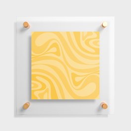 New Groove Retro Swirl Abstract Pattern in Warm Yellow Floating Acrylic Print