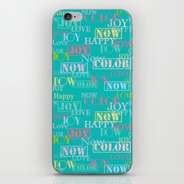 Enjoy The Colors  - Colorful typography modern abstract pattern on turquoise color background  iPhone Skin