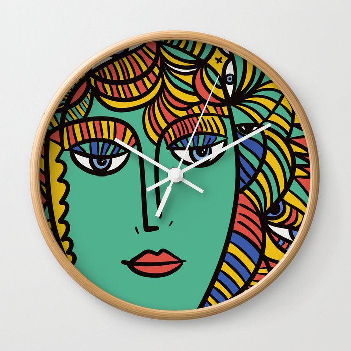 The Empress Pop Art Cubism Tarot Card by Emmanuel Signorino Wall Clock